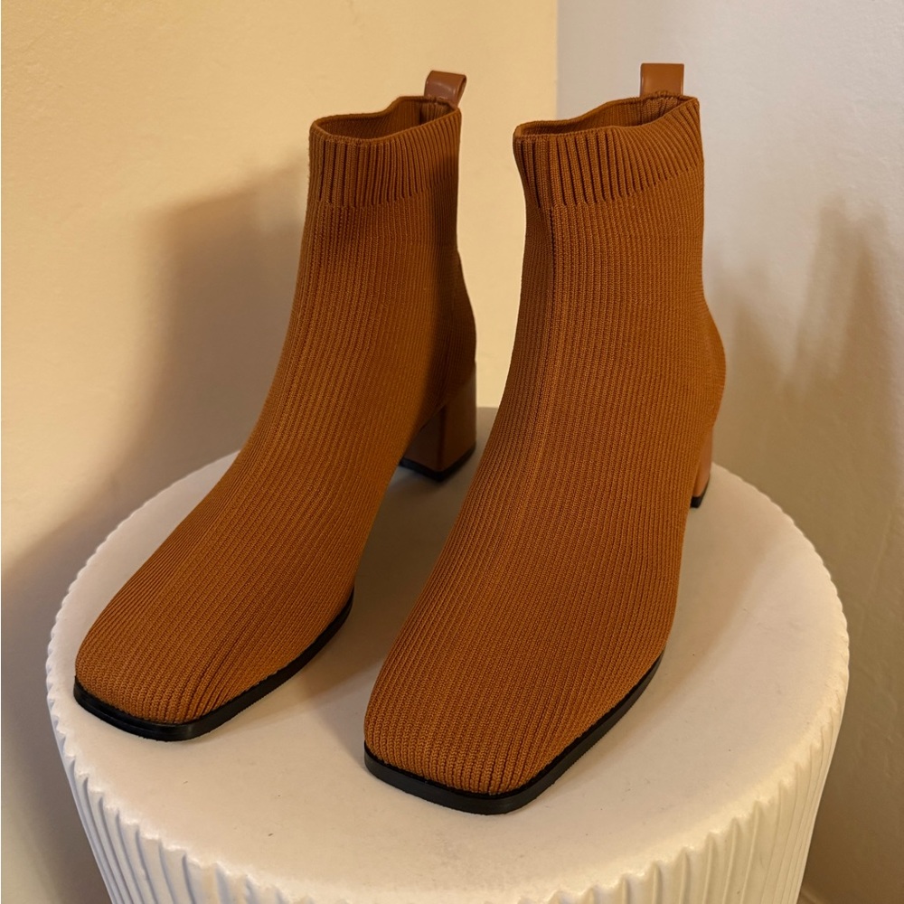 Saddle Brown Ankle Boots with Heel